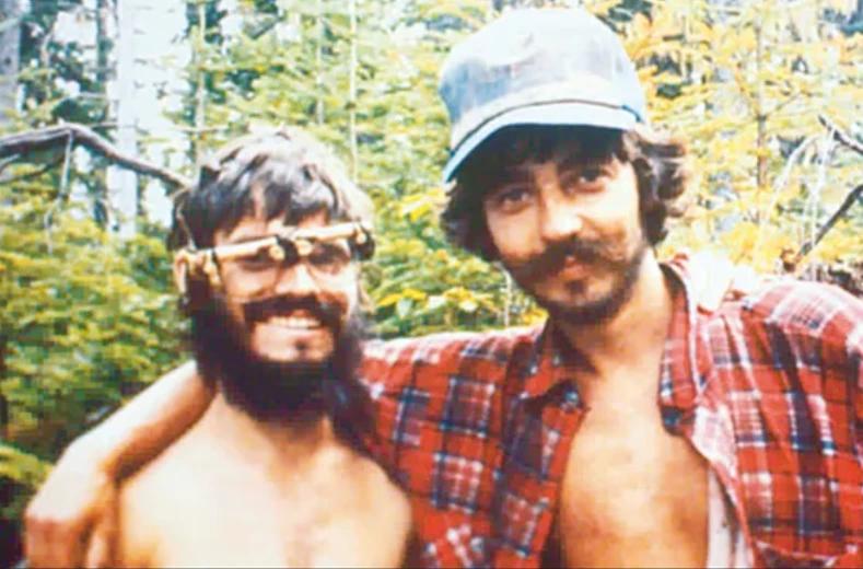 Bourbeau and Montminy after 31 days of wilderness survival — summer 1984